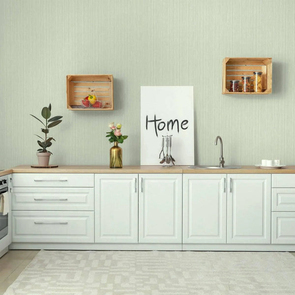 Light Green Modern Embossed Striped Wallpaper, Plain Solid Color Textured Wallcovering - Walloro High End Wallcoverings & More