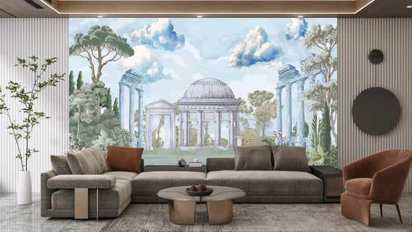 Ancient Roman Architecture Wallpaper, Garden Mural, Oversized Custom Size Wall Art, Non-Woven, Non-Adhesive, Modern Wall Paper, Removable