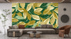 Gold and Light Green Small Leaves Wallpaper, Seamless Pattern Mural, Oversized Custom Size Wall Art, Non-Woven, Non-Adhesive, Modern Wall Paper, Removable