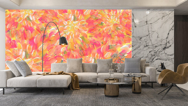 Abstract Acrylic Wallpaper, Seamless Pattern Mural, Oversized Custom Size Wall Art, Non-Woven, Non-Adhesive, Modern Wall Paper, Removable