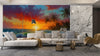 Tropical Beach, Golden Hour Wallpaper, Oil Painting Mural, Oversized Custom Size Wall Art, Non-Woven, Non-Adhesive, Modern Wall Paper, Removable