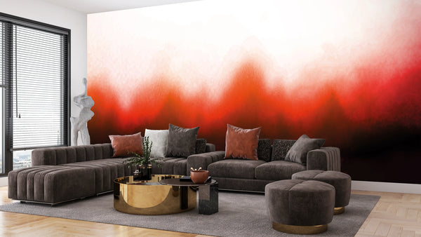 Ink Painting Dark Fire Wallpaper, Traditional Japanese Mural, Oversized Custom Size Wall Art, Non-Woven, Non-Adhesive, Modern Wall Paper, Removable