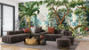 Jungle Wallpaper, Tropical Plants Mural, Oversized Custom Size Wall Art, Non-Woven, Non-Adhesive, Modern Wall Paper, Removable