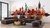New York Wallpaper, Watercolor Mural, Oversized Custom Size Wall Art, Non-Woven, Non-Adhesive, Modern Wall Paper, Removable