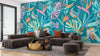Abstract Tropical Leaves Wallpaper, Seamless Pattern Mural, Oversized Custom Size Wall Art, Non-Woven, Non-Adhesive, Modern Wall Paper, Removable