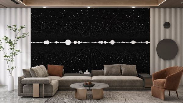 Points in Space Wallpaper, Dimensional Abstract Mural, Oversized Custom Size Wall Art, Non-Woven, Non-Adhesive, Modern Wall Paper, Removable