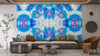 Blue Tie Dye Wallpaper, Geometric Shibori Mural, Oversized Custom Size Wall Art, Non-Woven, Non-Adhesive, Modern Wall Paper, Removable