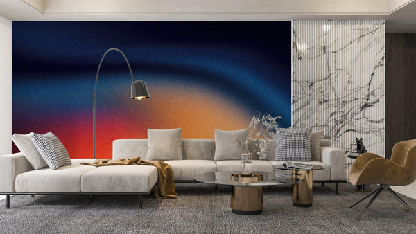 Dark Orange, Blue and Red Wallpaper, Abstract Mural, Oversized Custom Size Wall Art, Non-Woven, Non-Adhesive, Modern Wall Paper, Removable