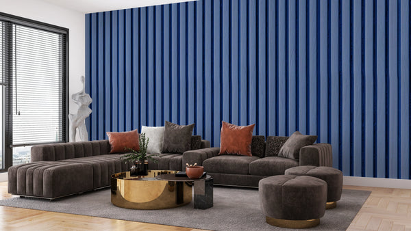 WPC Wood Wallpaper, Lite Blue Mural, Oversized Custom Size Wall Art, Non-Woven, Non-Adhesive, Modern Wall Paper, Removable