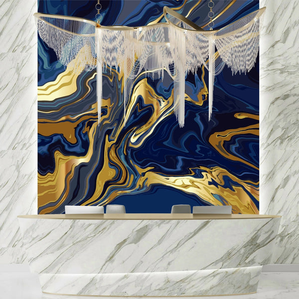 Luxury Blue Marble Wallpaper, Gold Abstract Mural, Oversized Custom Size Wall Art, Non - Woven, Non - Adhesive, Modern Wall Paper, Removable - Adawall Wallpaper - Registered Trade Accounts Only, Wallpaper Wholesale Account - W77916 - Adawall Wholesale - Wallpaper Wholesaler