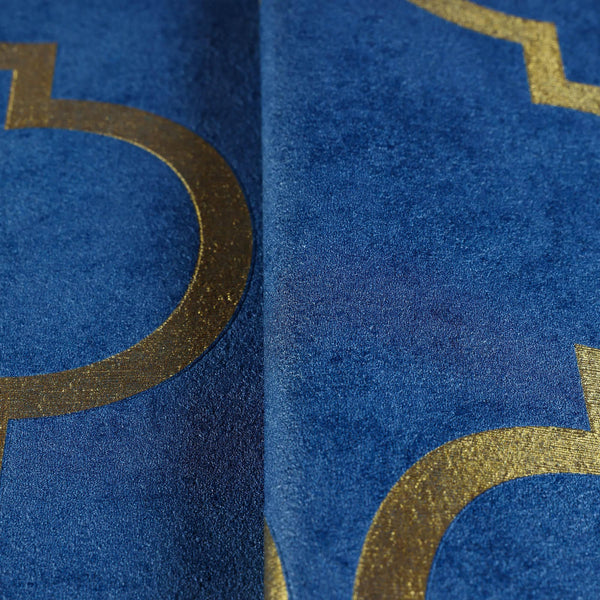 Luxury Blue Moroccan Embossed Wallpaper, Rich Textured Wallcovering, Traditional, Shiny Gold Accent, Extra Large 114 sq ft Roll, Washable - Walloro High End Wallcoverings & More