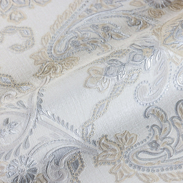 Luxury Deep Embossed Striped Wallpaper, Shiny Light Color Damask 3D Textured Wallcovering, Traditional, Large 114 sq ft Roll, Accent Wall - Walloro High End Wallcoverings & More