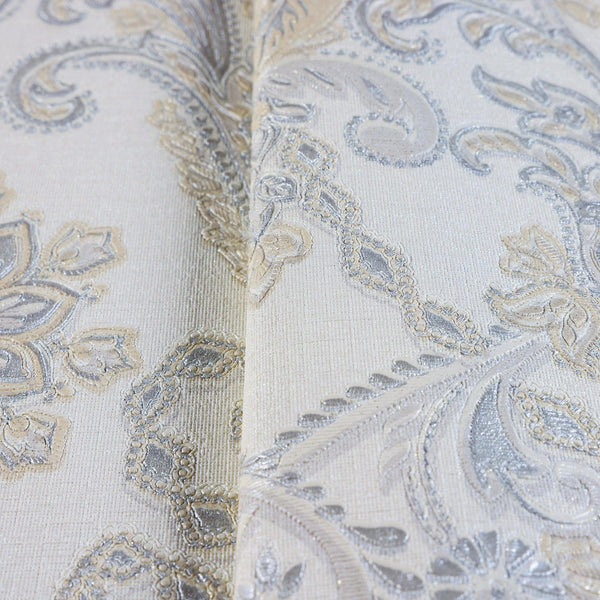 Luxury Deep Embossed Striped Wallpaper, Shiny Light Color Damask 3D Textured Wallcovering, Traditional, Large 114 sq ft Roll, Accent Wall - Walloro High End Wallcoverings & More