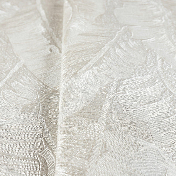 Luxury Leaf Pattern Wallpaper, Cream Embossed Botanical Tropical Exotic Wallcovering, Plants Tropical Design - Walloro High End Wallcoverings & More