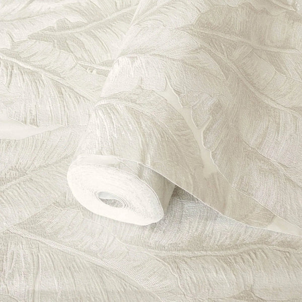 Luxury Leaf Pattern Wallpaper, Cream Embossed Botanical Tropical Exotic Wallcovering, Plants Tropical Design - Adawall Wallpaper - Registered Trade Accounts Only, Wallpaper Wholesale Account - 1507-1 - Adawall Wholesale - Wallpaper Wholesaler