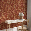 Luxury Leaf Pattern Wallpaper, Orange, Red Embossed Botanical Tropical Exotic Wallcovering, Plants Tropical Design - Adawall Wallpaper - Registered Trade Accounts Only, Wallpaper Wholesale Account - 1507-4 - Adawall Wholesale - Wallpaper Wholesaler