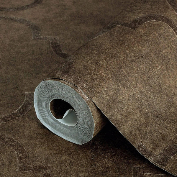 Luxury Moroccan Embossed Wallpaper, Rich Textured Wallcovering, Traditional, Shiny Dark Brown, Extra Large 114 sq ft Roll, Washable, Elegant - Adawall Wallpaper - Registered Trade Accounts Only, Wallpaper Wholesale Account - 4703-5 - Adawall Wholesale - Wallpaper Wholesaler
