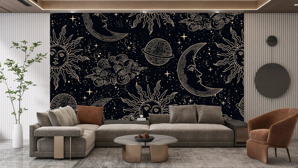 Magical Elements Wallpaper, Seamless Pattern Mural, Oversized Custom Size Wall Art, Non - Woven, Non - Adhesive, Modern Wall Paper, Removable - Adawall Wallpaper - Registered Trade Accounts Only, Wallpaper Wholesale Account - W77951 - Adawall Wholesale - Wallpaper Wholesaler