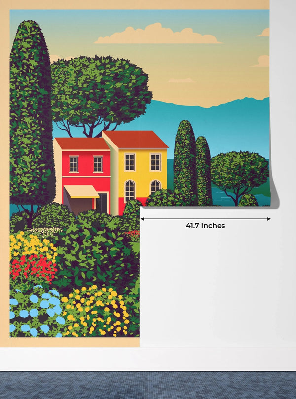 Mediterranean Romantic Landscape Wallpaper, Handmade Drawing Mural, Oversized Custom Size Wall Art, Non - Woven, Non - Adhesive, Modern Wall Paper, Removable - Adawall Wallpaper - Registered Trade Accounts Only, Wallpaper Wholesale Account - W77767 - Adawall Wholesale - Wallpaper Wholesaler