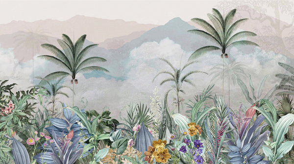 Misty Forest Wallpaper, Tropical Mural, Oversized Custom Size Wall Art, Non - Woven, Non - Adhesive, Modern Wall Paper, Removable - Adawall Wallpaper - Registered Trade Accounts Only, Wallpaper Wholesale Account - W77854 - Adawall Wholesale - Wallpaper Wholesaler
