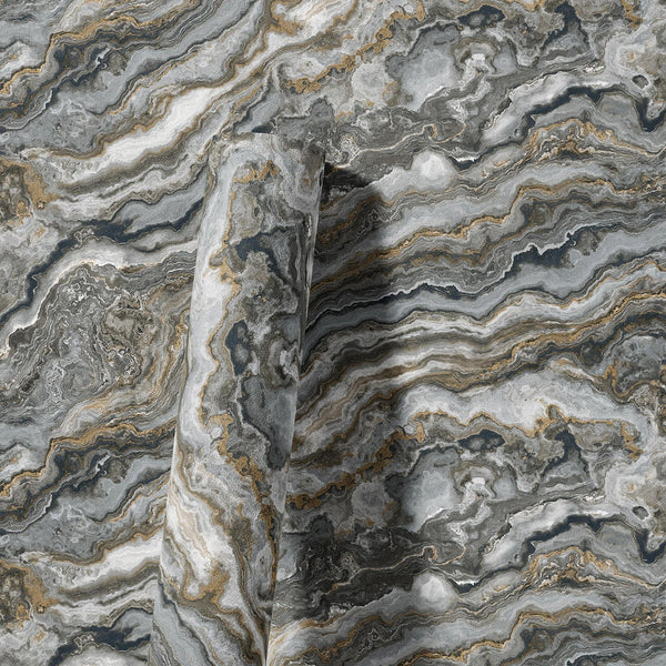 Modern Blue, Gray Layered Marbled Wallpaper, Home Wall Decor, Aesthetic Wallpaper, Textured Wallcovering Non - Adhesive and Non - Peel and Stick - Adawall Wallpaper - Registered Trade Accounts Only, Wallpaper Wholesale Account - 23102-6 - Adawall Wholesale - Wallpaper Wholesaler