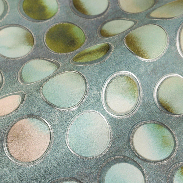 Modern Circles Geometric Wallpaper, Rich Textured Embossed Wallcovering, Traditional, Luxury Wallpaper, Extra Large 114 sq ft Roll, Green - Walloro High End Wallcoverings & More