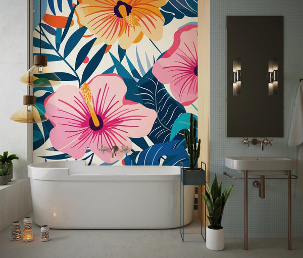 Modern Colorful Tropical Wallpaper, Seamless Pattern Mural, Oversized Custom Size Wall Art, Non - Woven, Non - Adhesive, Modern Wall Paper, Removable - Adawall Wallpaper - Registered Trade Accounts Only, Wallpaper Wholesale Account - W77732 - Adawall Wholesale - Wallpaper Wholesaler