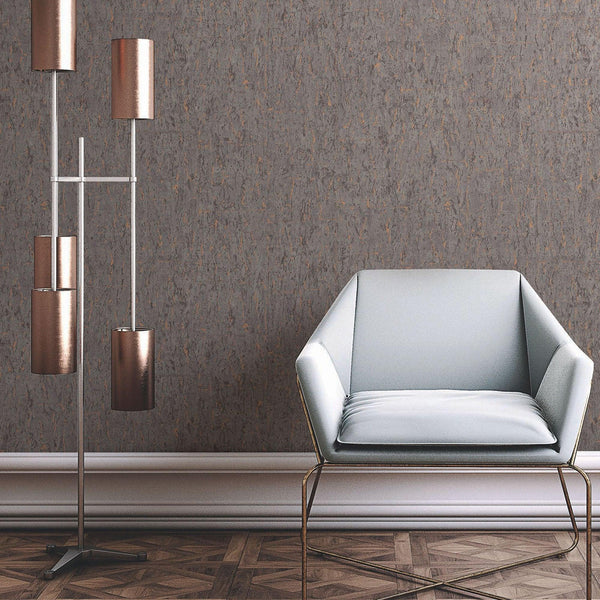 Modern Dark Cork Embossed Wallpaper, Rich Textured Wallcovering, Traditional, Camper Van Log Cabin Decor, 114 sq ft, Metallic Black Marbled - Walloro High End Wallcoverings & More