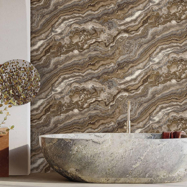 Modern Dark Marble Shiny Wallpaper, Home Wall Decor, Brown Luxury Modern Wallpaper, Textured Wallcovering Non - Adhesive, Large 177 sq ft Roll - Adawall Wallpaper - Registered Trade Accounts Only, Wallpaper Wholesale Account - 23102-5 - Adawall Wholesale - Wallpaper Wholesaler