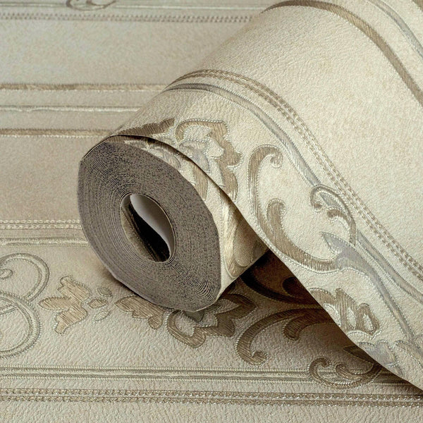 Modern Deep Embossed Striped Wallpaper, Shiny Light Yellow Green Damask 3D Textured Wallcovering, Traditional, Large 114 sq ft Roll, Accent Wall - Adawall Wallpaper - Registered Trade Accounts Only, Wallpaper Wholesale Account - 6805-1 - Adawall Wholesale - Wallpaper Wholesaler