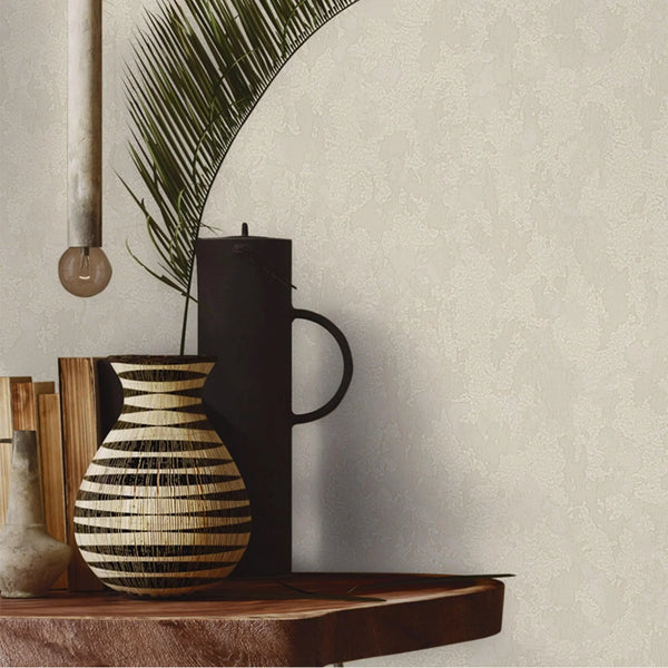 Modern Deep Embossed Wallpaper, Cream Solid Color Plain Elegant Sparkling Glittering Wallcovering, Easy Clean, Abstract, Plain, Non-Woven - Walloro High End Wallcoverings & More