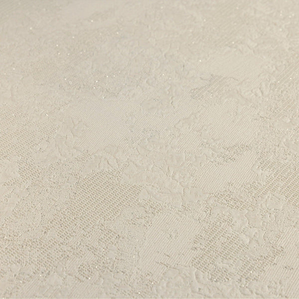 Modern Deep Embossed Wallpaper, Cream Solid Color Plain Elegant Sparkling Glittering Wallcovering, Easy Clean, Abstract, Plain, Non-Woven - Walloro High End Wallcoverings & More