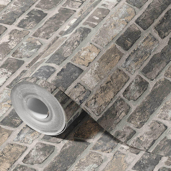 Modern Embossed Stone Brick Wallpaper, Black, Dark Neutral Home Wall Decor, Realistic 3D Textured Wallcovering, Wall Accent - Adawall Wallpaper - Registered Trade Accounts Only, Wallpaper Wholesale Account - 23104-3 - Adawall Wholesale - Wallpaper Wholesaler
