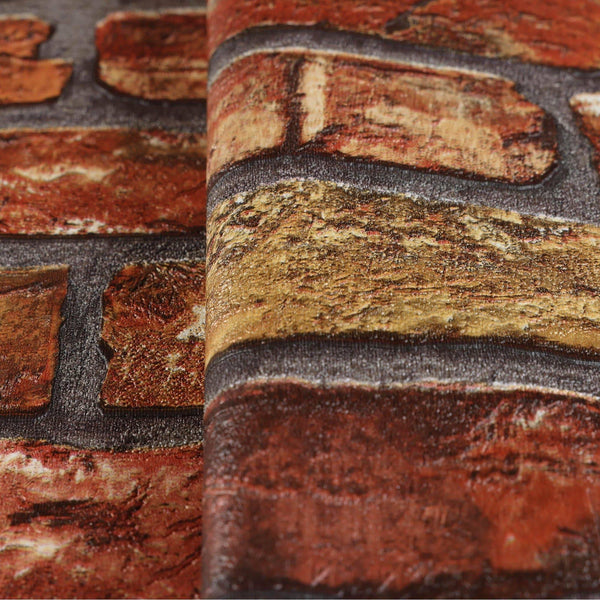 Modern Embossed Stone Brick Wallpaper, Red Orange Gray Home Wall Decor, Realistic 3D Textured Wallcovering, Wall Accent - Adawall Wallpaper - Registered Trade Accounts Only, Wallpaper Wholesale Account - 23104-4 - Adawall Wholesale - Wallpaper Wholesaler