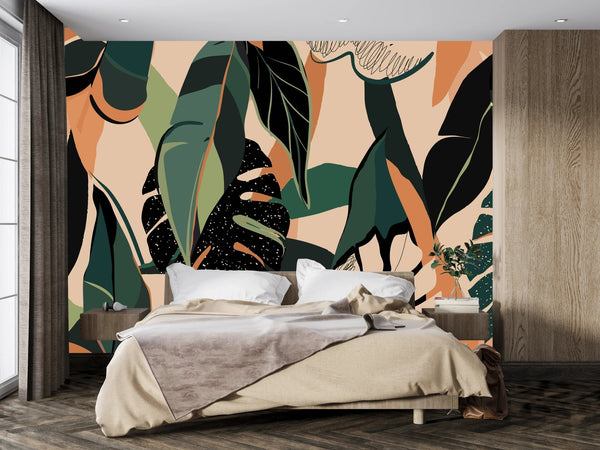 Modern Exotic Wallpaper, Jungle Plants Mural, Oversized Custom Size Wall Art, Non - Woven, Non - Adhesive, Modern Wall Paper, Removable - Adawall Wallpaper - Registered Trade Accounts Only, Wallpaper Wholesale Account - W77747 - Adawall Wholesale - Wallpaper Wholesaler