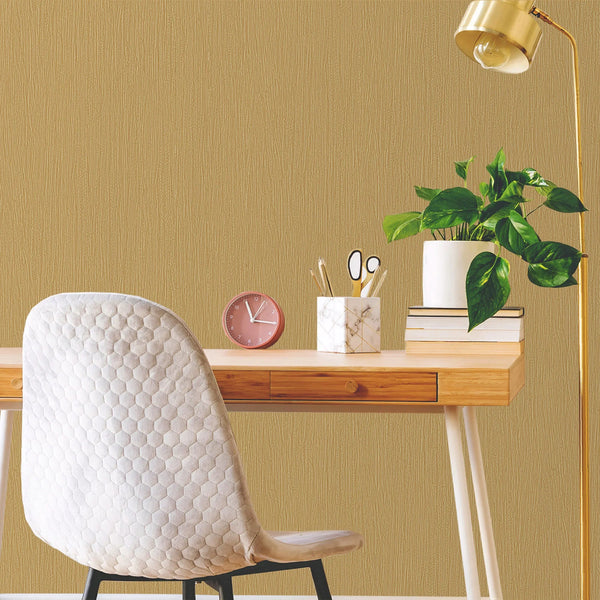 Modern Neutral Embossed Wallpaper, Gold Shiny Neutral 3D Linen Textured, Wallcovering, Traditional, Extra Large 114 sq ft Roll, Fabric - Walloro High End Wallcoverings & More