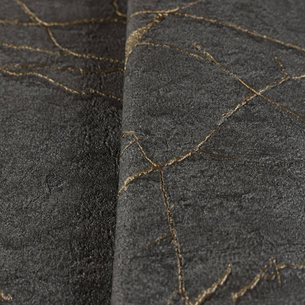Modern Stone Embossed Wallpaper, Dark Gray, Copper Vein Pattern, Abstract Marble Design Home Wall Decor, Aesthetic Wallpaper, Textured Wallcovering - Walloro High End Wallcoverings & More
