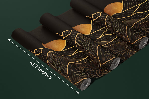 Mountain Gold Line Art Wallpaper, Black Background Mural, Oversized Custom Size Wall Art, Non - Woven, Non - Adhesive, Modern Wall Paper, Removable - Adawall Wallpaper - Registered Trade Accounts Only, Wallpaper Wholesale Account - W77907 - Adawall Wholesale - Wallpaper Wholesaler