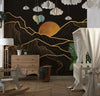 Mountain Gold Line Art Wallpaper, Black Background Mural, Oversized Custom Size Wall Art, Non - Woven, Non - Adhesive, Modern Wall Paper, Removable - Adawall Wallpaper - Registered Trade Accounts Only, Wallpaper Wholesale Account - W77907 - Adawall Wholesale - Wallpaper Wholesaler