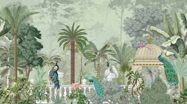 Mughal Garden Wallpaper, Birds Mural, Oversized Custom Size Wall Art, Non - Woven, Non - Adhesive, Modern Wall Paper, Removable - Adawall Wallpaper - Registered Trade Accounts Only, Wallpaper Wholesale Account - W77718 - Adawall Wholesale - Wallpaper Wholesaler