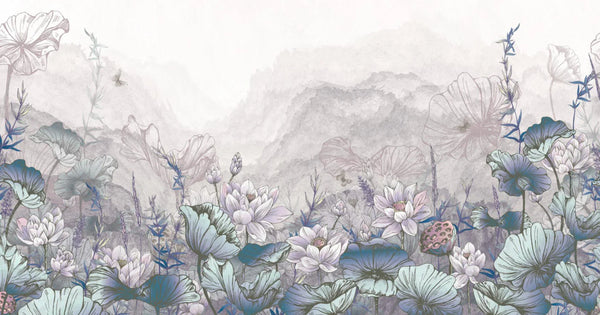 Nature Forest Wall Mural, Gray Trees Wallpaper, Botanic Theme Customized Wall Covering, Non-Woven, Non-Adhesive, Removable, Washable, Removable - Walloro High End Wallcoverings & More