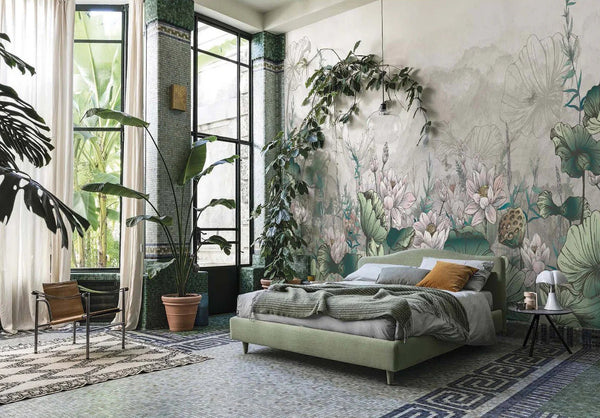 Nature Forest Wall Mural, Green Gray Trees Wallpaper, Botanic Theme Customized Wall Covering, Non - Woven, Non - Adhesive, Removable, Washable, Removable - Adawall Wallpaper - Registered Trade Accounts Only, Wallpaper Wholesale Account - SE310-1 - Adawall Wholesale - Wallpaper Wholesaler