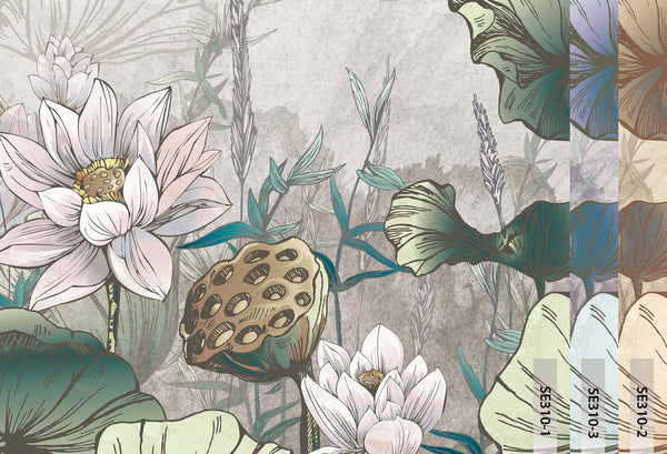Nature Forest Wall Mural, Green Gray Trees Wallpaper, Botanic Theme Customized Wall Covering, Non - Woven, Non - Adhesive, Removable, Washable, Removable - Adawall Wallpaper - Registered Trade Accounts Only, Wallpaper Wholesale Account - SE310-1 - Adawall Wholesale - Wallpaper Wholesaler