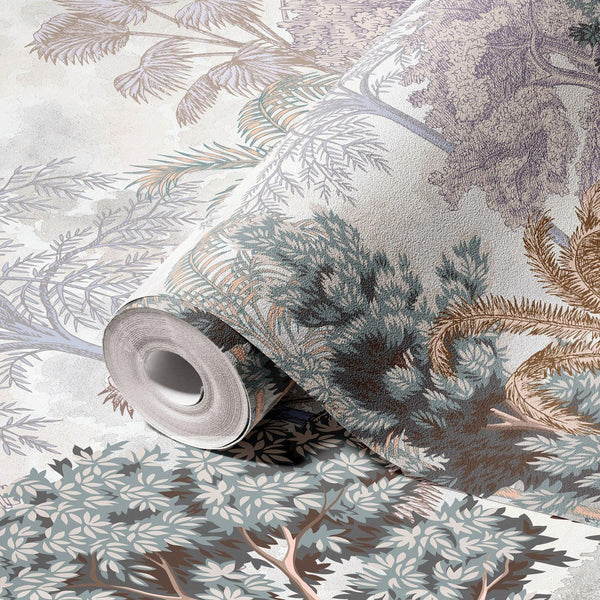 Nature Tropical Wallpaper, Green Forest Wall Mural, Custom Size Trees Wall Art, Non-Woven, Non-Pasted, Removable, Washable, Oversized Wall Paper - Walloro High End Wallcoverings & More