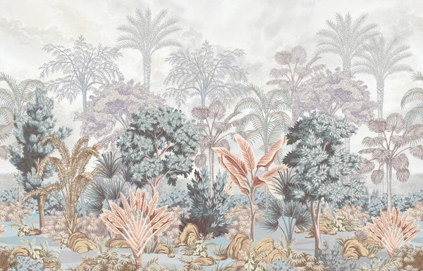 Nature Tropical Wallpaper, Green Forest Wall Mural, Custom Size Trees Wall Art, Non - Woven, Non - Pasted, Removable, Washable, Oversized Wall Paper - Adawall Wallpaper - Registered Trade Accounts Only, Wallpaper Wholesale Account - SE304-2 - Adawall Wholesale - Wallpaper Wholesaler