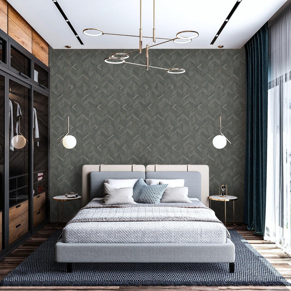 Neutral Geometric Modern Textured Wallpaper, Contemporary Minimalist Wallcovering, Wall Accent - Walloro High End Wallcoverings & More