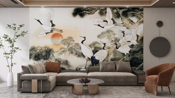 Old Painting China Style Wallpaper, Birds Mural, Oversized Custom Size Wall Art, Non - Woven, Non - Adhesive, Modern Wall Paper, Removable - Adawall Wallpaper - Registered Trade Accounts Only, Wallpaper Wholesale Account - W77591 - Adawall Wholesale - Wallpaper Wholesaler