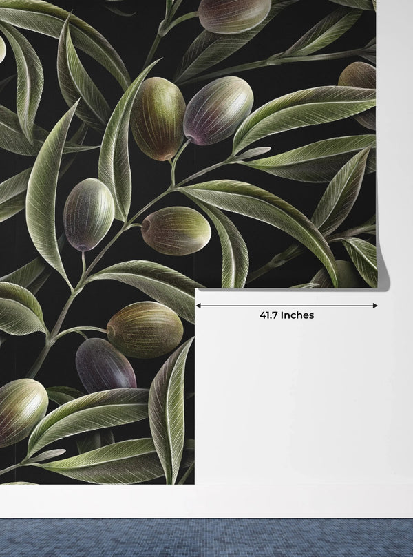 Olive Branches Wallpaper, Seamless Pattern Mural, Oversized Custom Size Wall Art, Non - Woven, Non - Adhesive, Modern Wall Paper, Removable - Adawall Wallpaper - Registered Trade Accounts Only, Wallpaper Wholesale Account - W78225 - Adawall Wholesale - Wallpaper Wholesaler