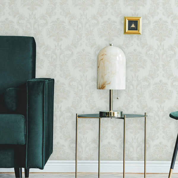 Oriental Damask Deep Embossed Wallpaper, White 3D Textured Wallcovering, Traditional, Extra Large 114 sq ft Roll, Stylish Wallpaper, Luxury Floral - Adawall Wallpaper - Registered Trade Accounts Only, Wallpaper Wholesale Account - 6808-6 - Adawall Wholesale - Wallpaper Wholesaler