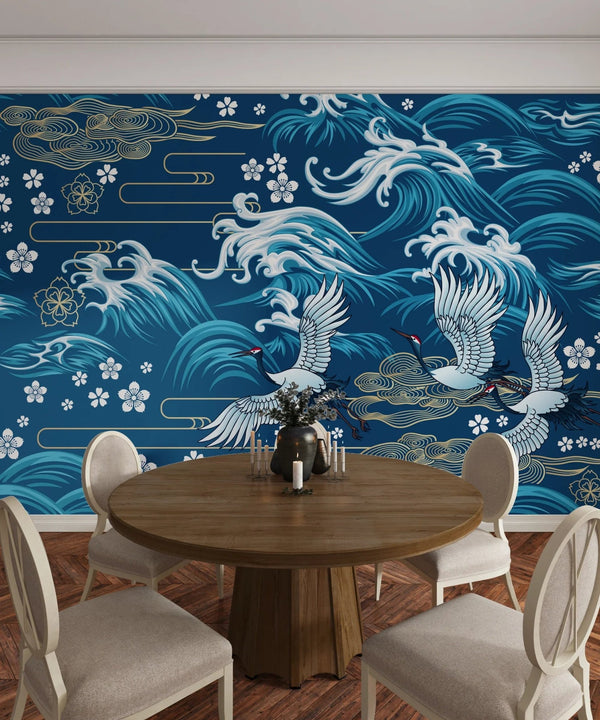 Oriental Sea Wallpaper, Seamless Pattern Mural, Oversized Custom Size Wall Art, Non - Woven, Non - Adhesive, Modern Wall Paper, Removable - Adawall Wallpaper - Registered Trade Accounts Only, Wallpaper Wholesale Account - W77697 - Adawall Wholesale - Wallpaper Wholesaler